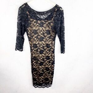 [Marina] Classic Allover Black Lace Dress